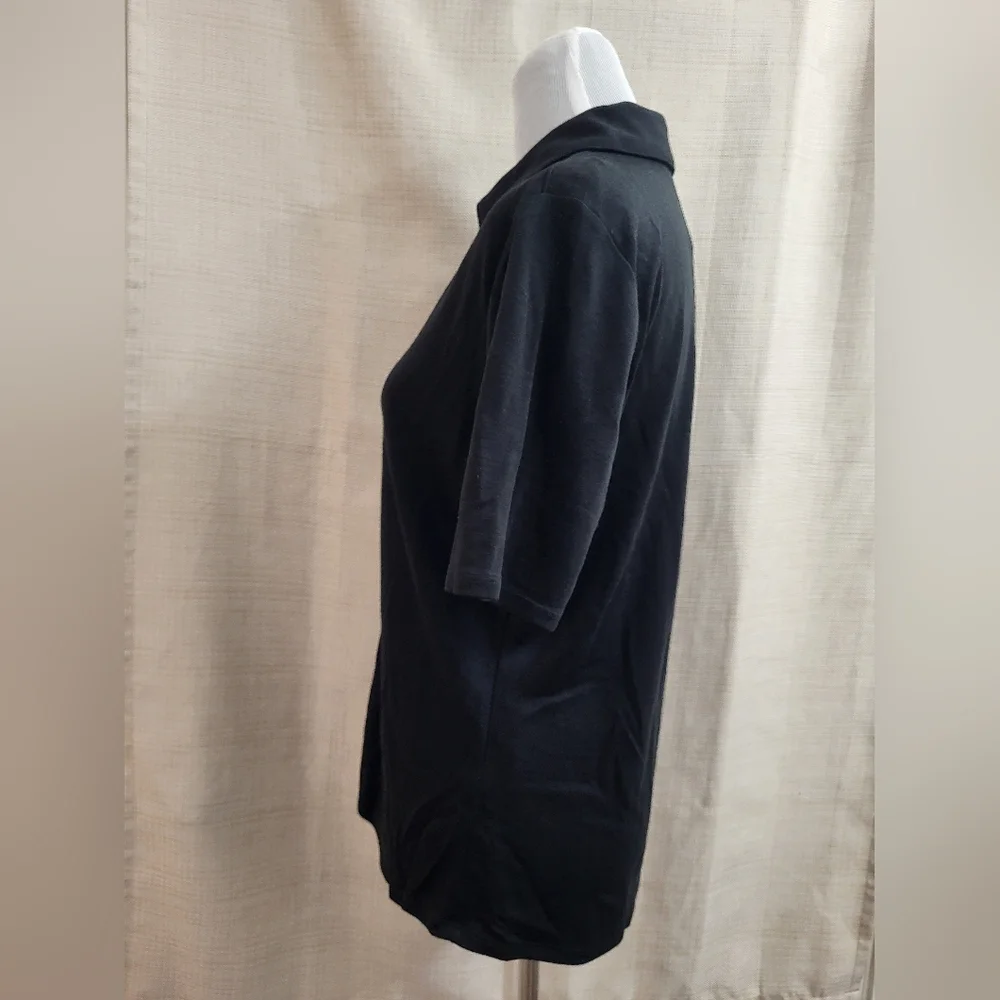 Banana Republic Women's Black Button Down Short Sleeve Shirt Size Large NWT - Picture 2 of 12